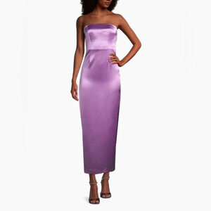 NWT Milly Riva Hammered Satin Sleeveless Maxi Dress Purple Size 2